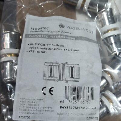 FLOORTEC csőtoldó 17 x 2 mm-es padlófűtéscsőhöz
